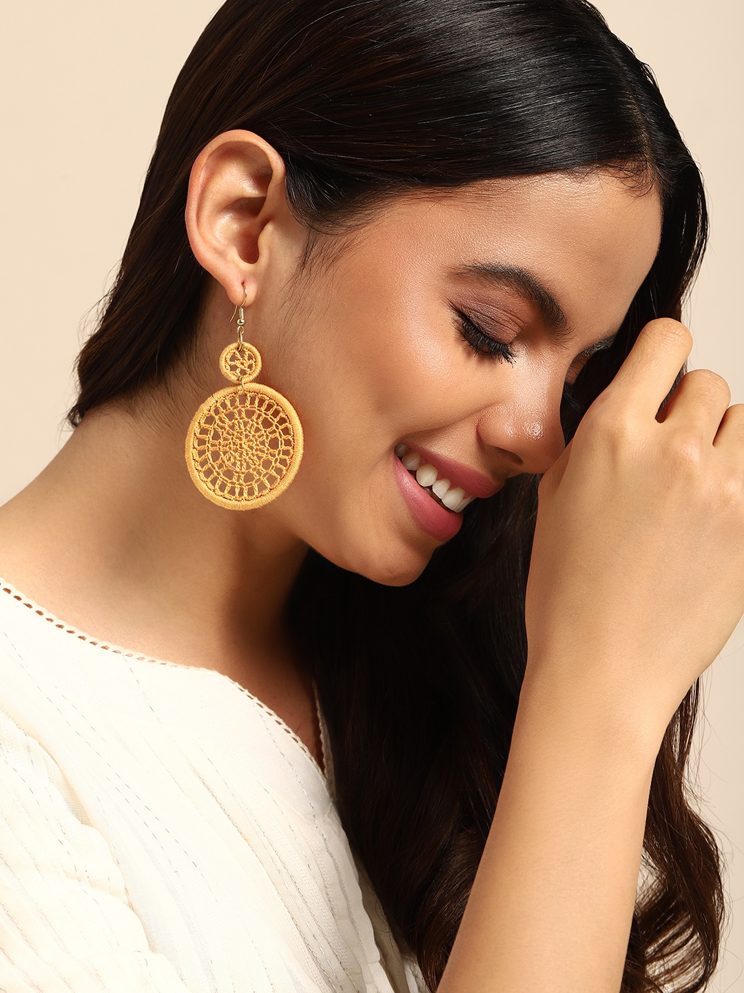 

Taavi Circular Drop Earrings, Mustard