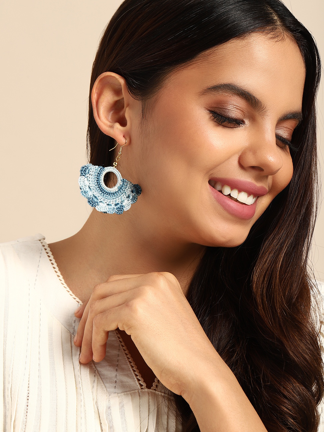 

Taavi Circular Drop Earrings, Blue