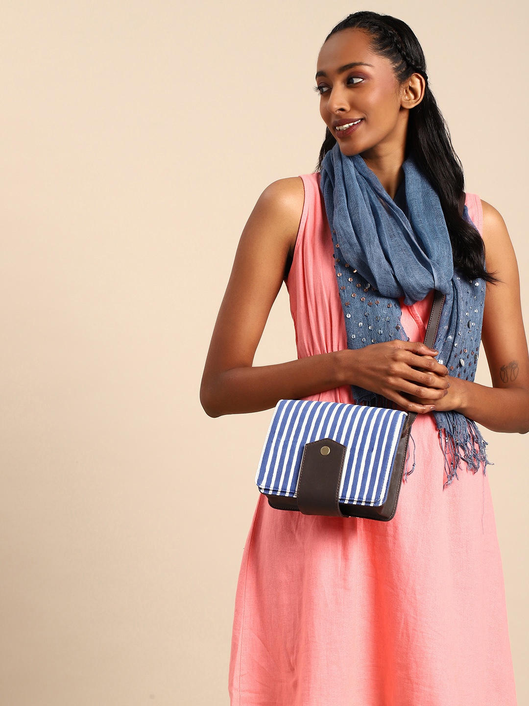 

Taavi Striped Sling Bag, Blue