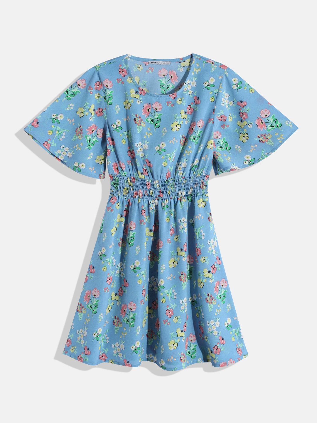 

M&H Juniors Girls Floral Print Fit & Flare Dress, Blue