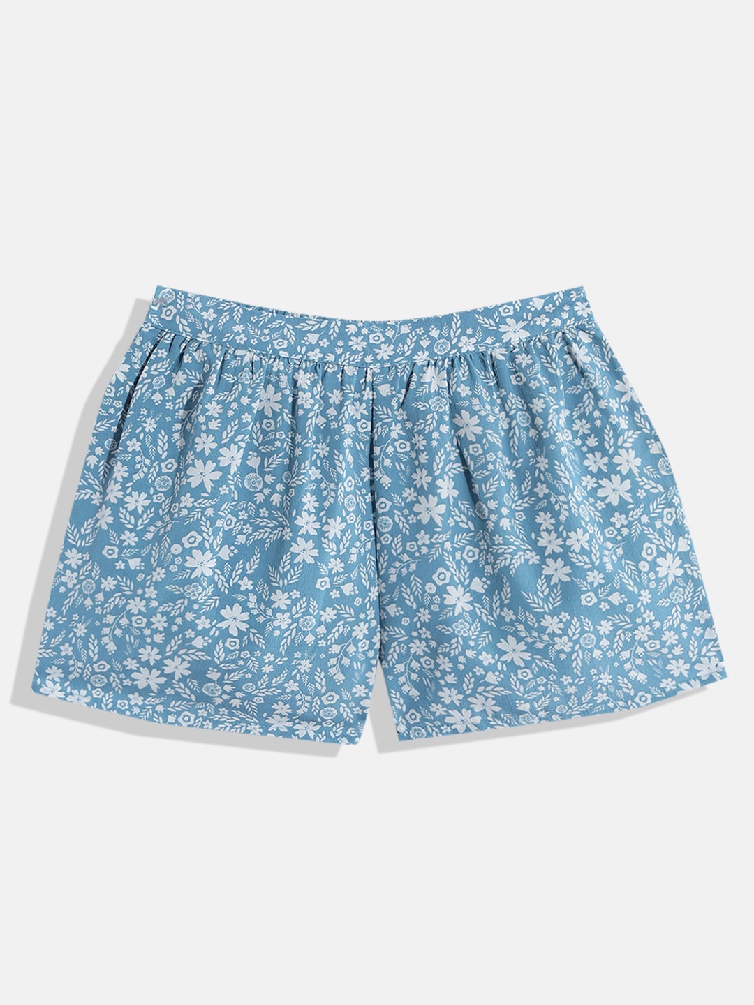 

M&H Juniors Girls Floral Printed Regular Shorts, Blue