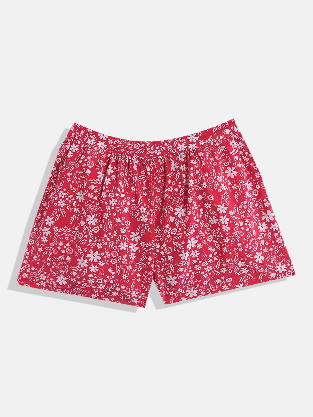 

M&H Juniors Girls Floral Printed Regular Shorts, Red