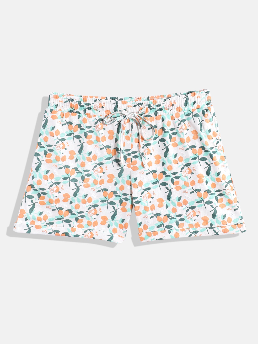 

M&H Juniors Girls Printed Shorts, White