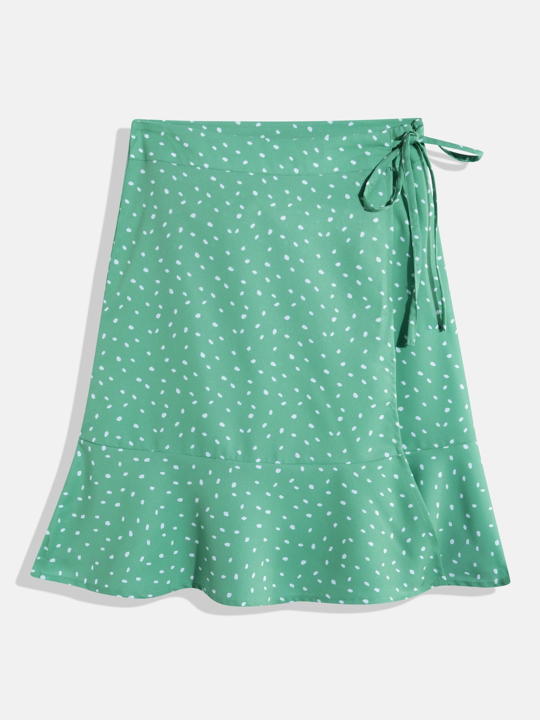 

M&H Juniors Girls Geometric Printed Tie-Up Detail Wrap Skirt, Green