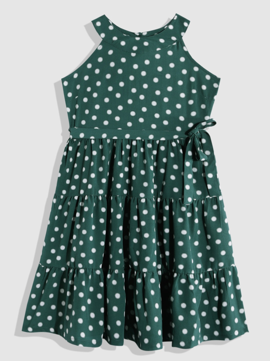 

M&H Juniors Girls Polka Dot Print Dress, Green