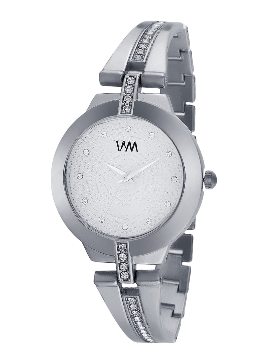 

WM Men Embellished Dial Bracelet Style Straps Analogue Watch, Silver