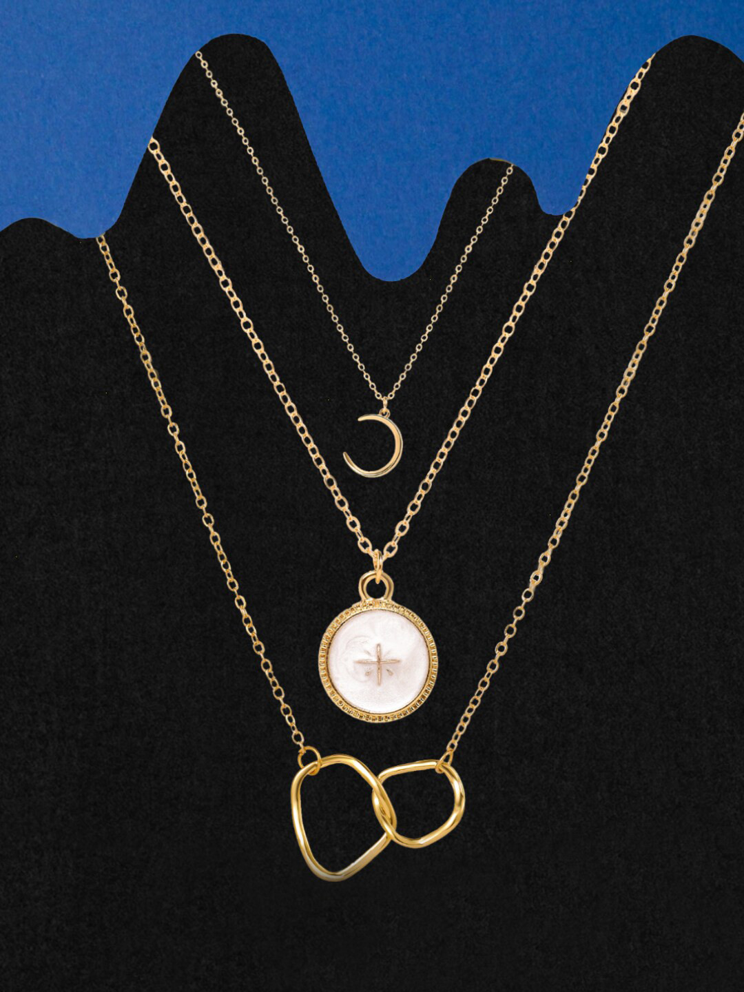 

Unwind by Yellow Chimes Set Of 3 Gold-Plated Pendants With Chain