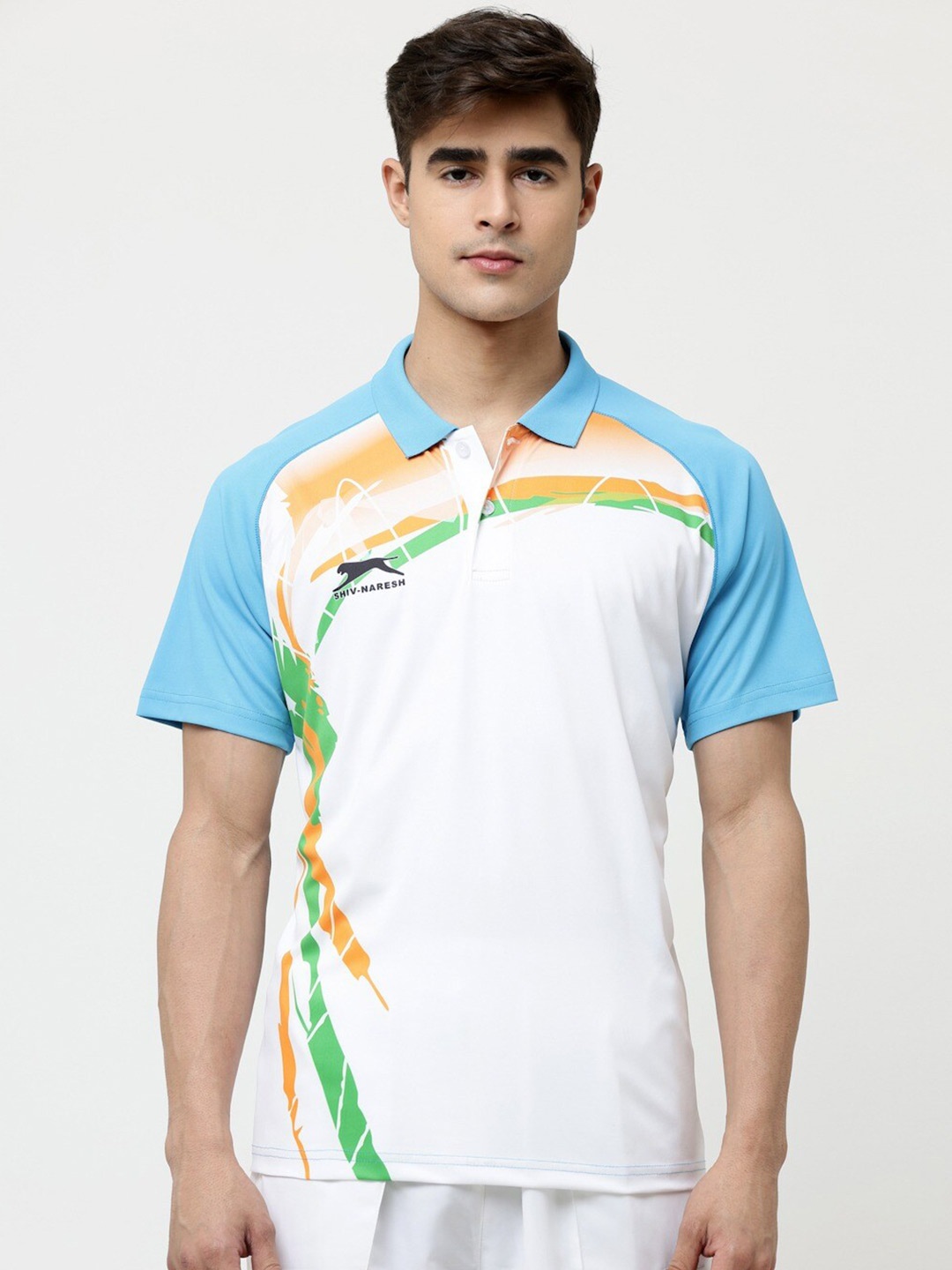 

Shiv Naresh Men Printed Polo Collar T-shirt, Blue