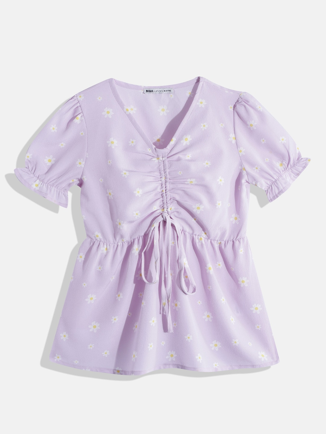 

M&H Juniors Girls Floral Print Top, Lavender