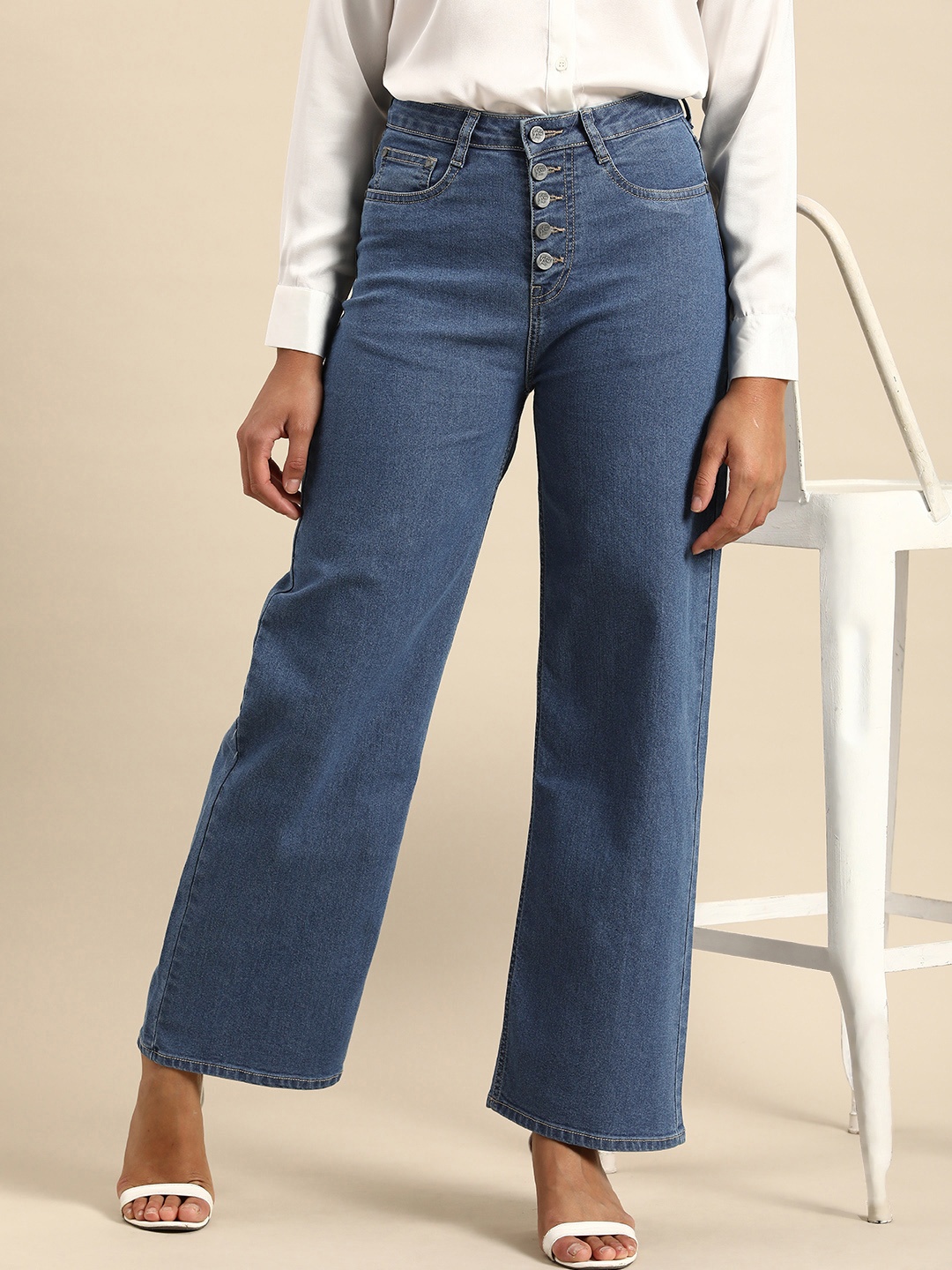 

all about you Women Flared High-Rise Stretchable Jeans, Blue