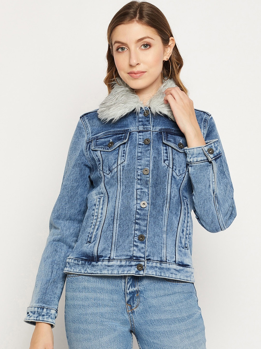 

Duke Women Washed Cotton Denim Jacket, Blue