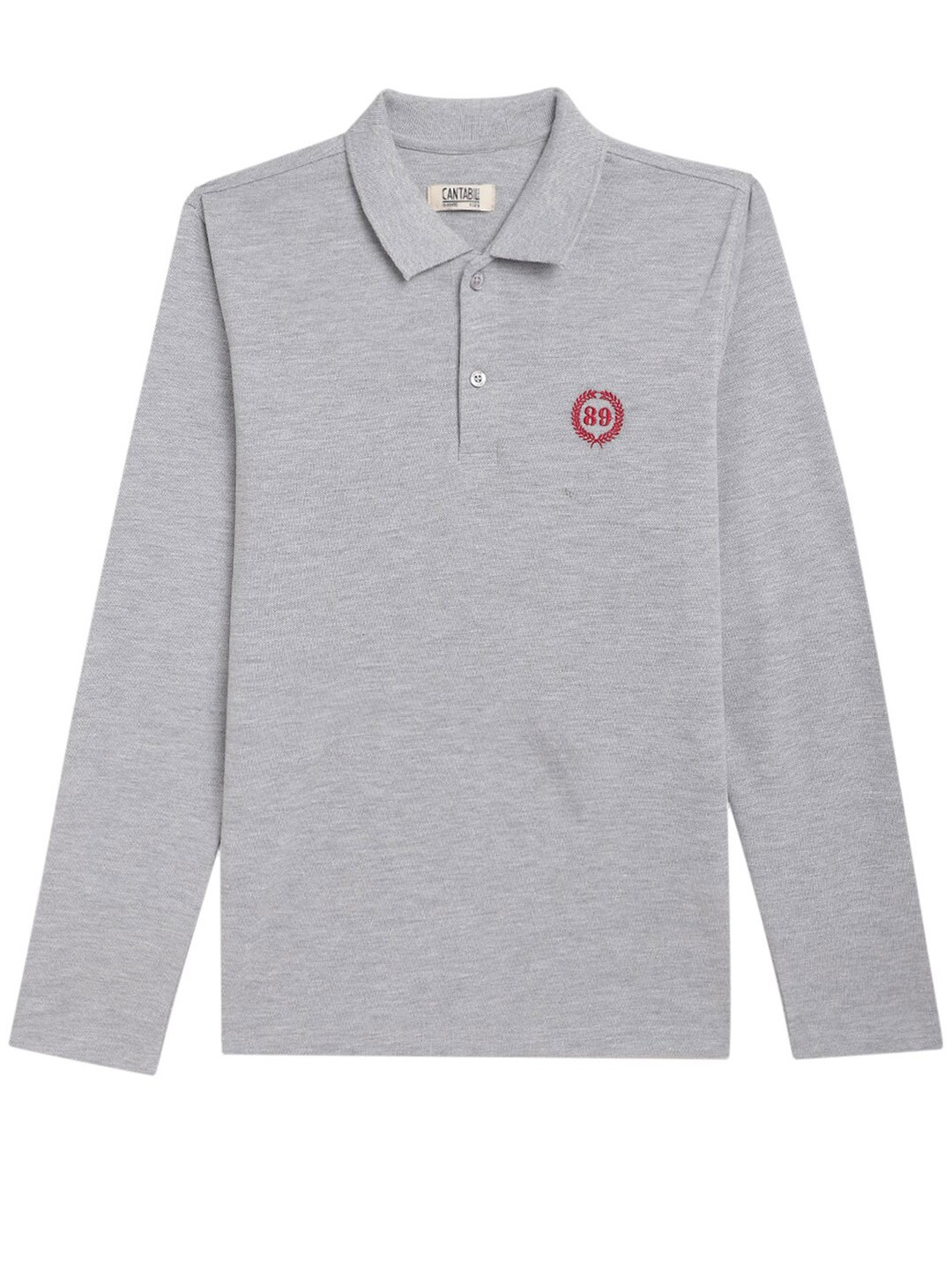 

Cantabil Boys Polo Collar Cotton T-shirt, Grey melange