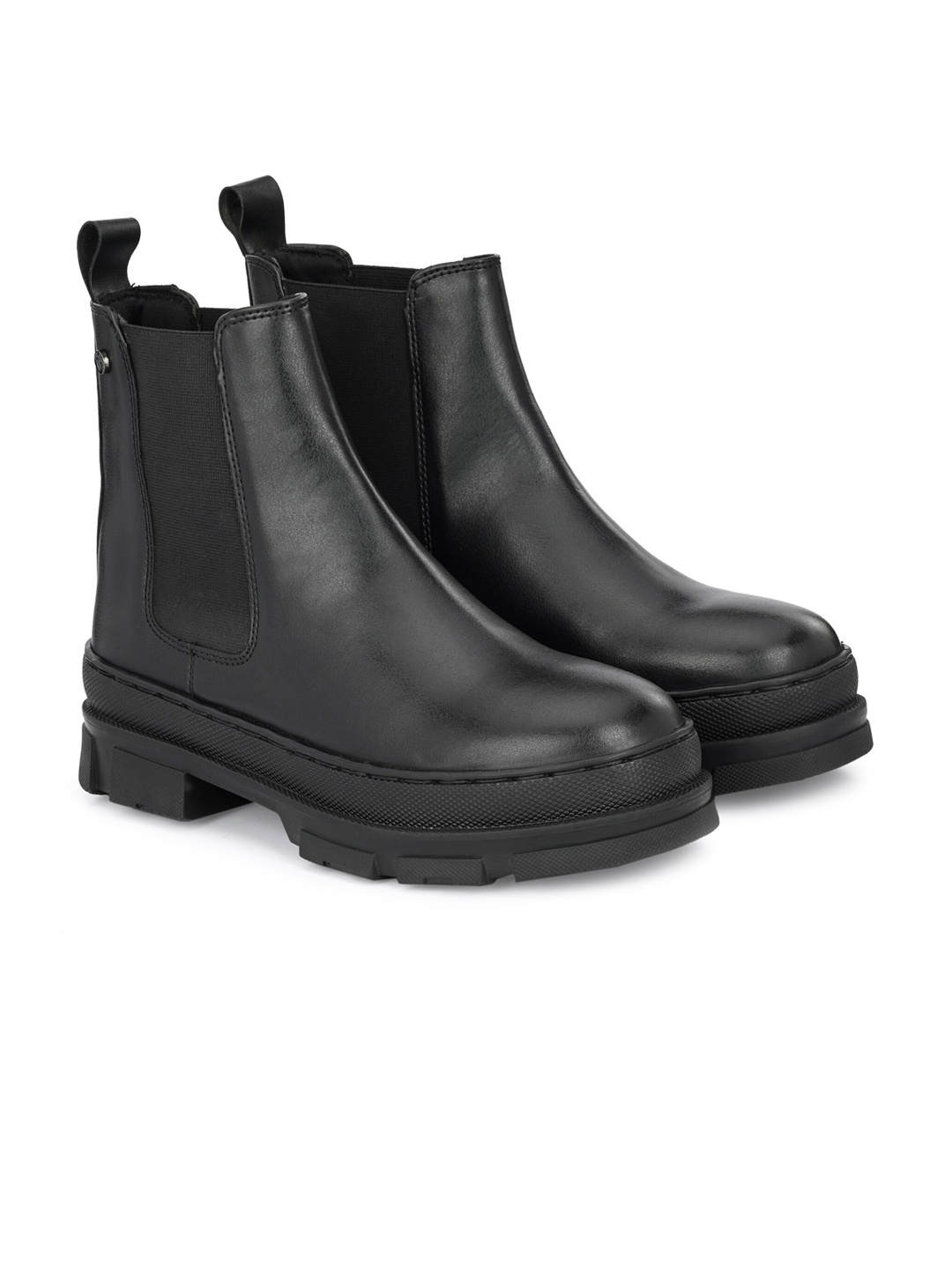 

Delize Men Mid-Top Synthetic Leather Chelsea Boots, Black