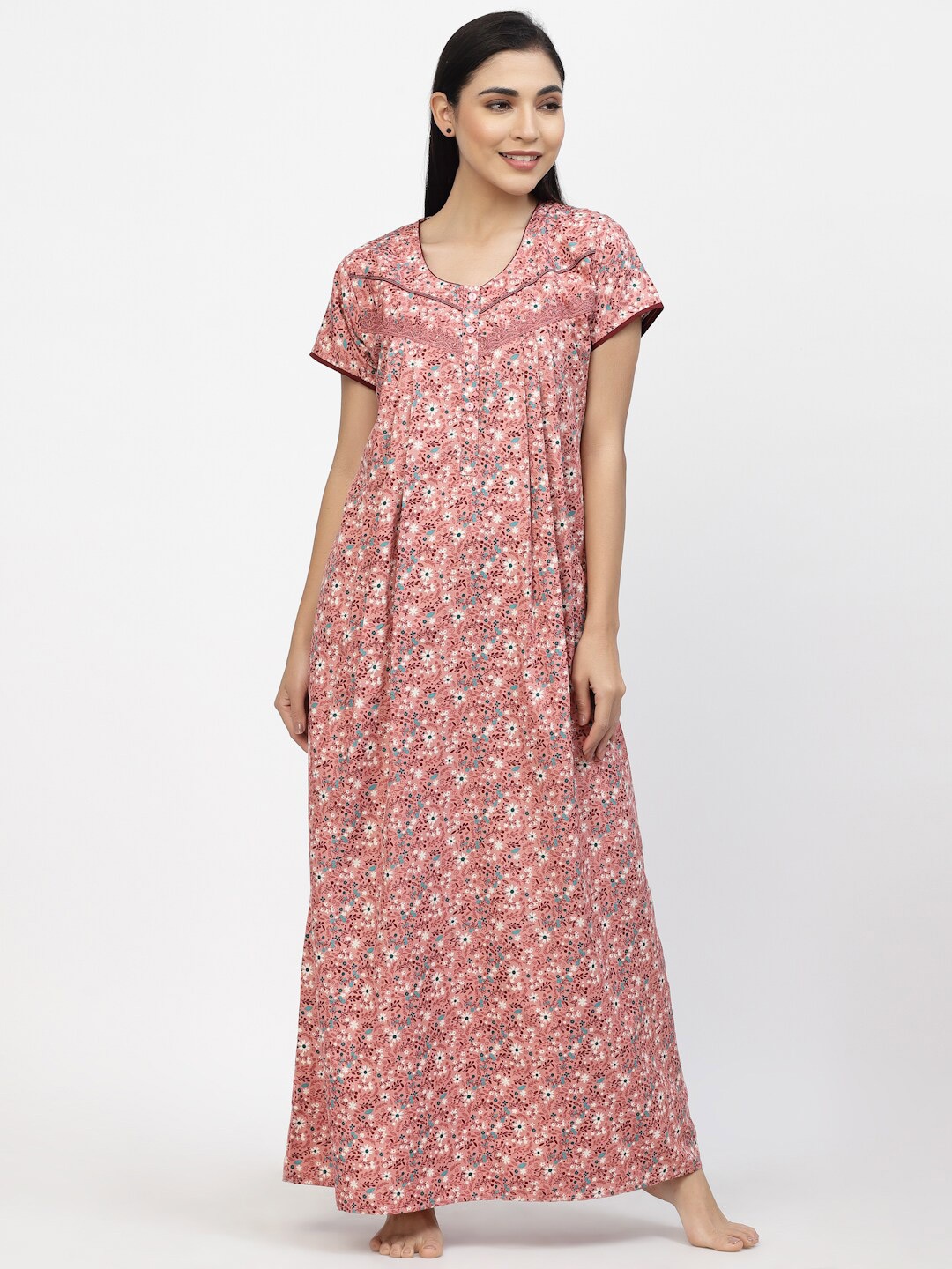 

Sweet Dreams Women Printed Maxi Nightdress, Rust