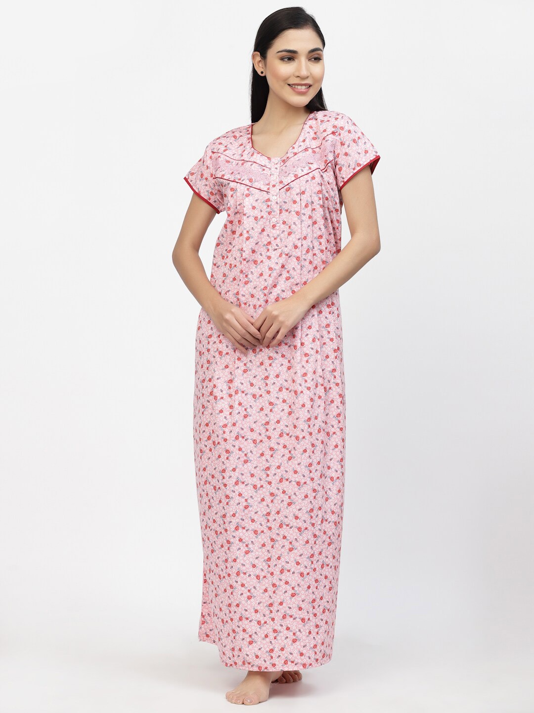 

Sweet Dreams Women Printed Maxi Nightdress, Pink