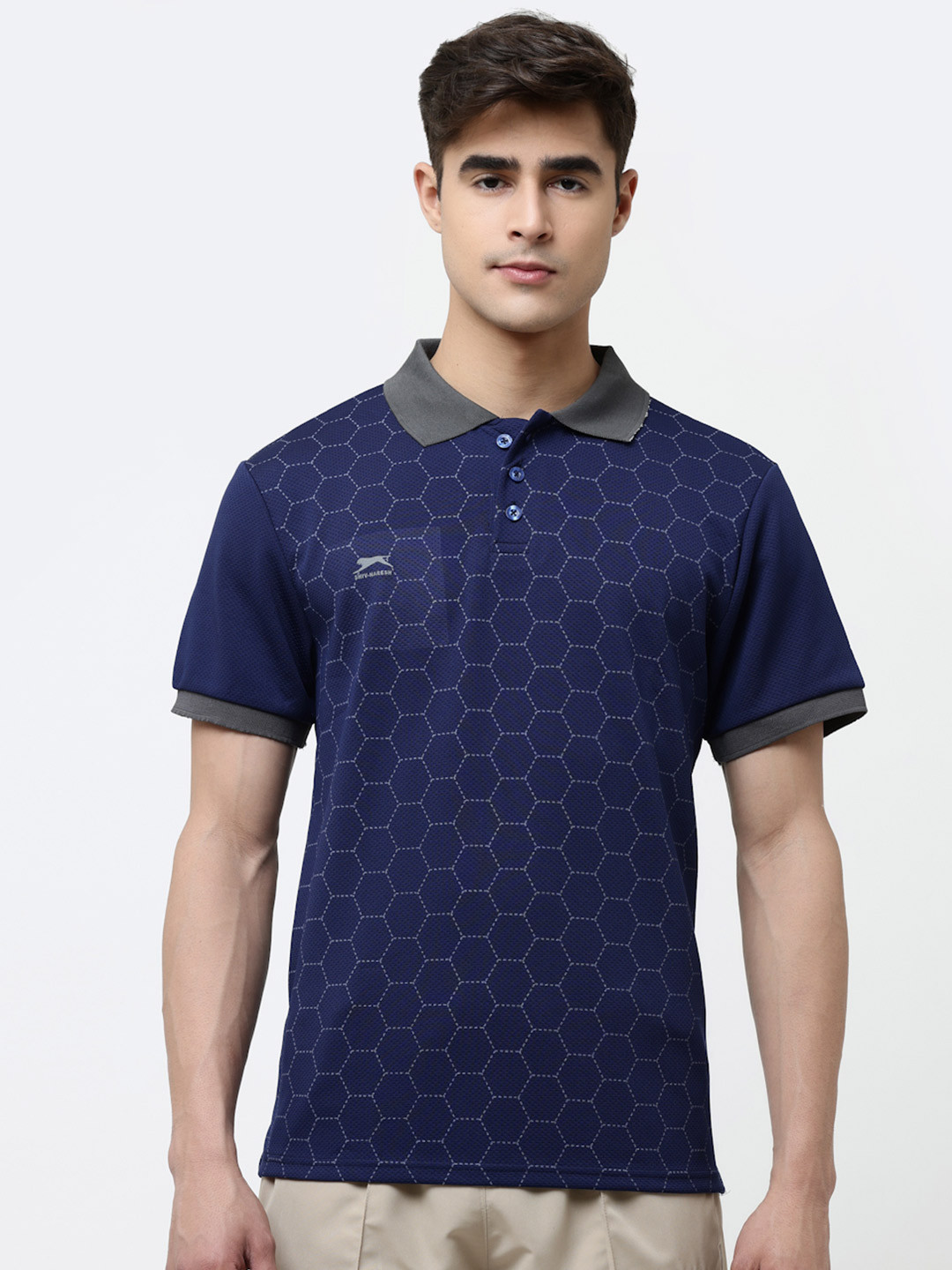 

Shiv Naresh Men Printed Polo Collar T-shirt, Navy blue