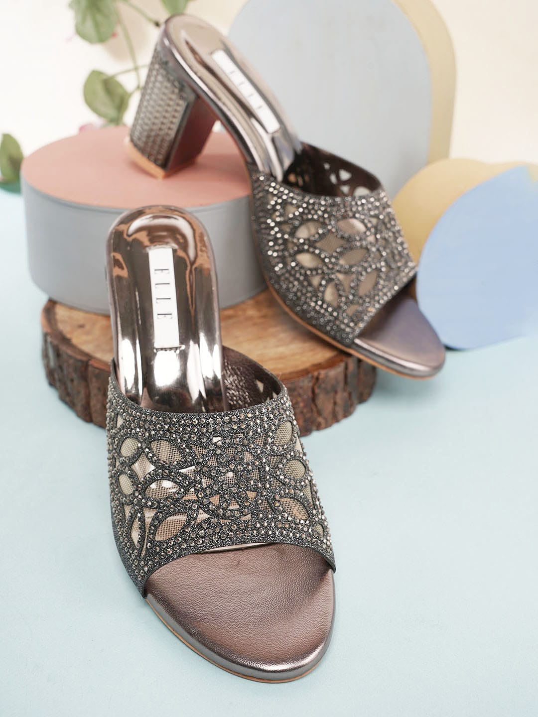 

ELLE Women Party Block Mules, Silver