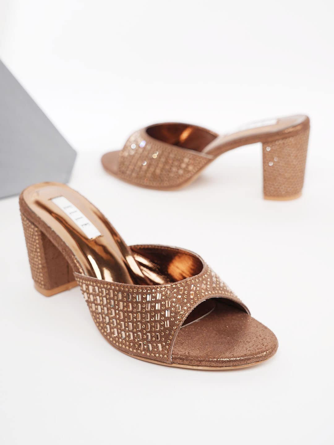 

ELLE Embellished Party Block Heels, Copper