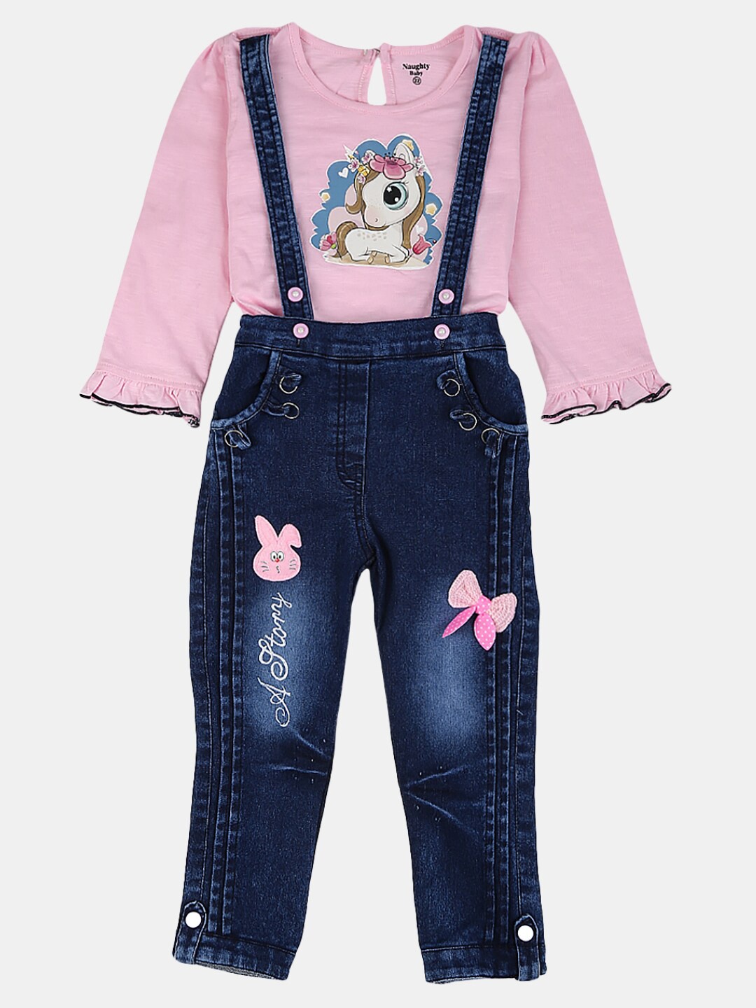 

V-Mart Girls Printed Pure Cotton Round Neck Clothing Set, Pink