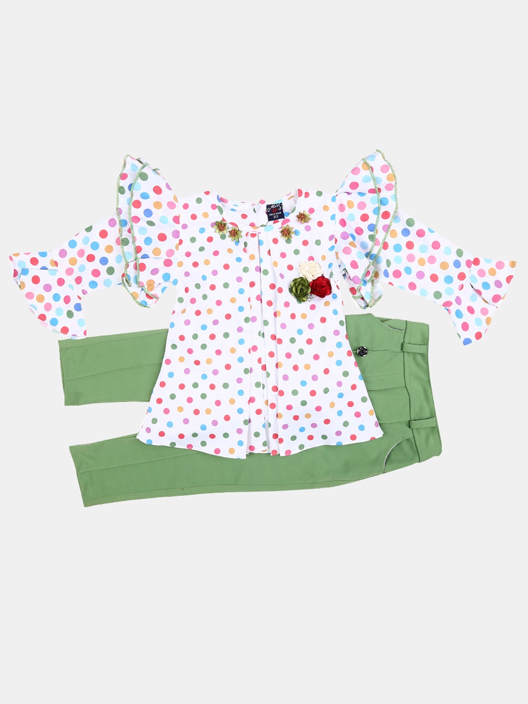 

V-Mart Kids Printed Pure Cotton Top with Trousers, White