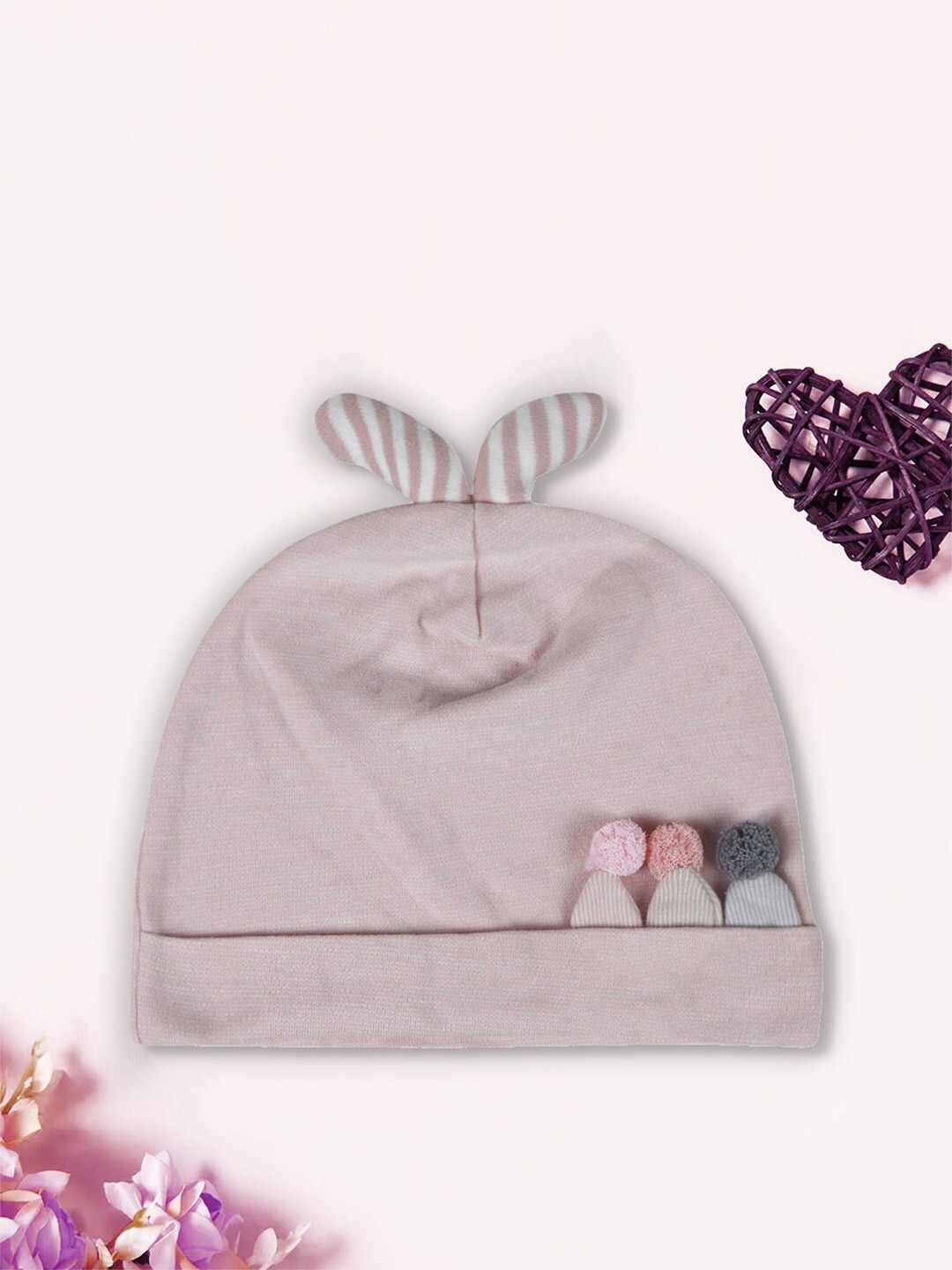 

Baby Moo Unisex Kids 3D Ears Cotton Beanie, Mauve