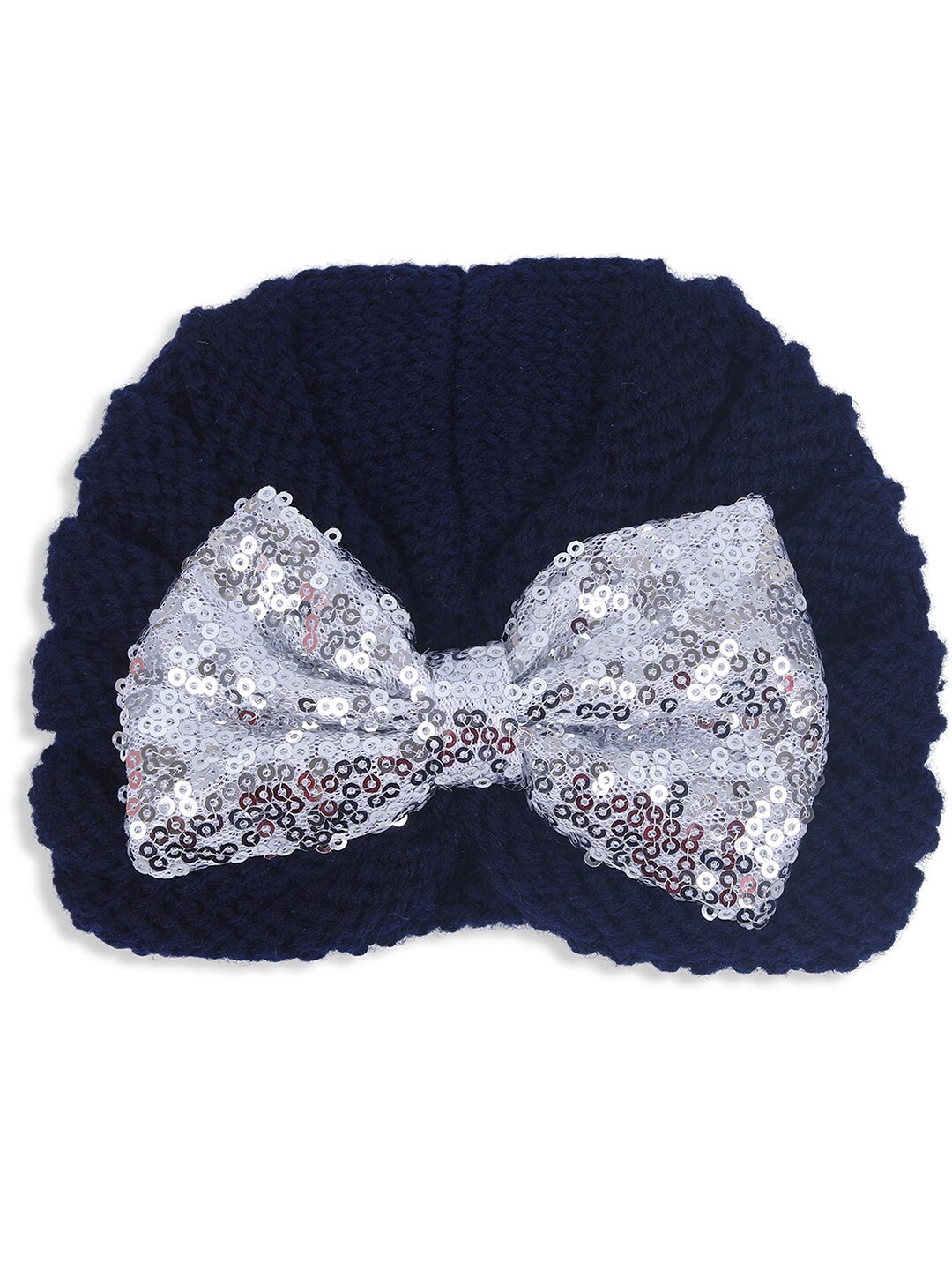 

Baby Moo Unisex Kids Embellished Bow Woolen Beanie, Navy blue