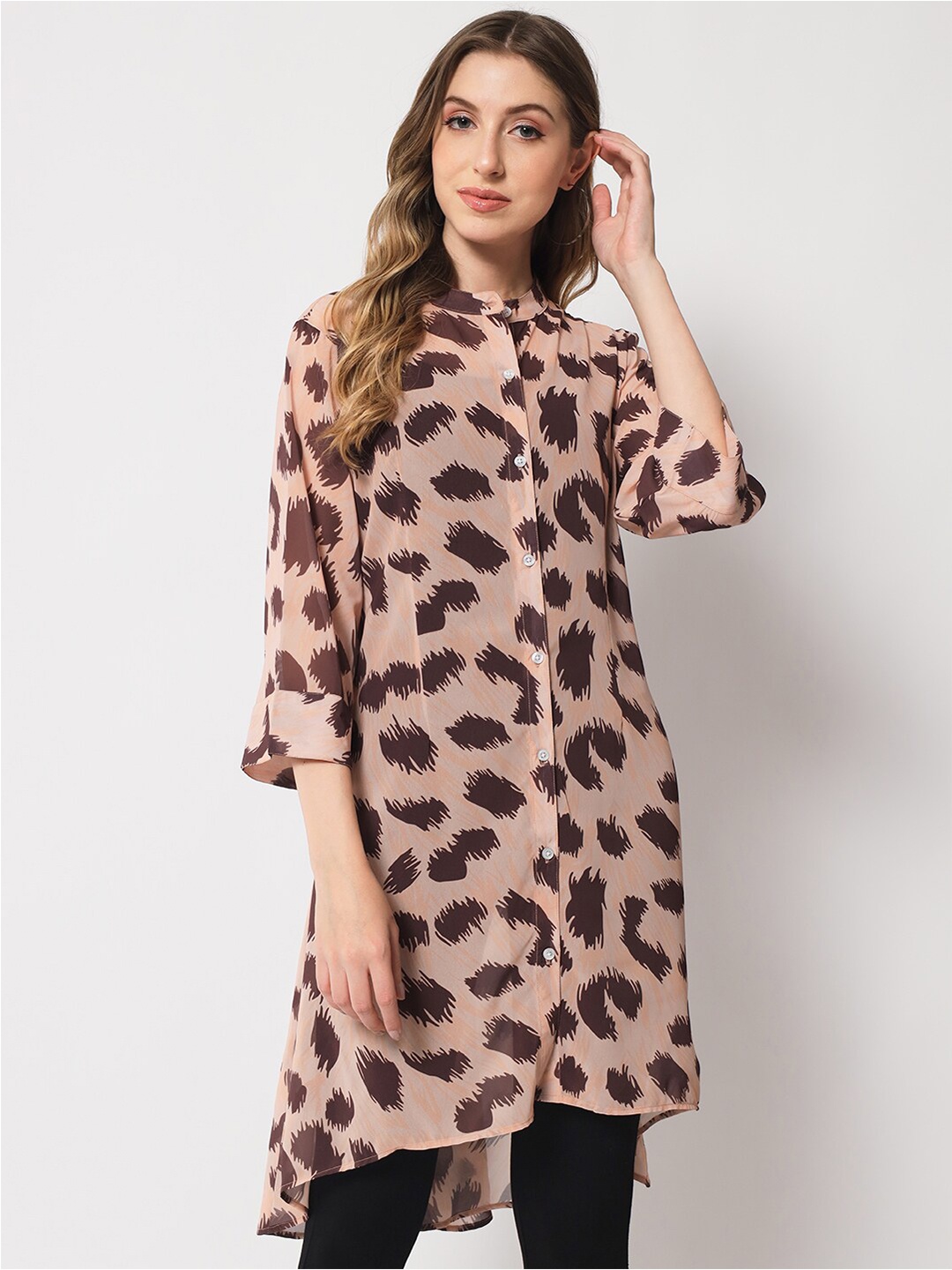 

CHARMGAL Women Brown Printed Casual Shirt