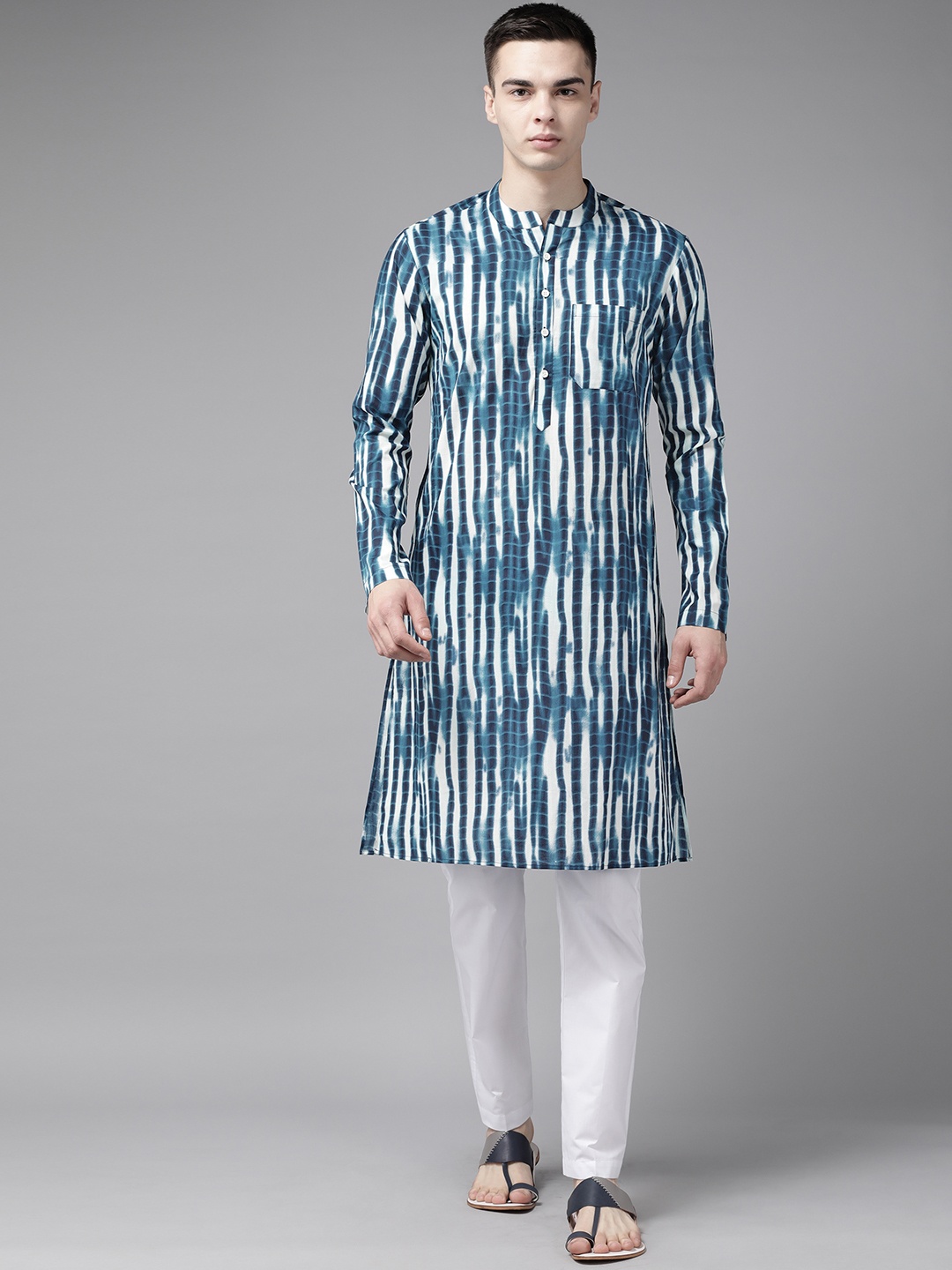 

See Designs Men Dyed Pure Cotton Kurta With Pyjamas, Blue