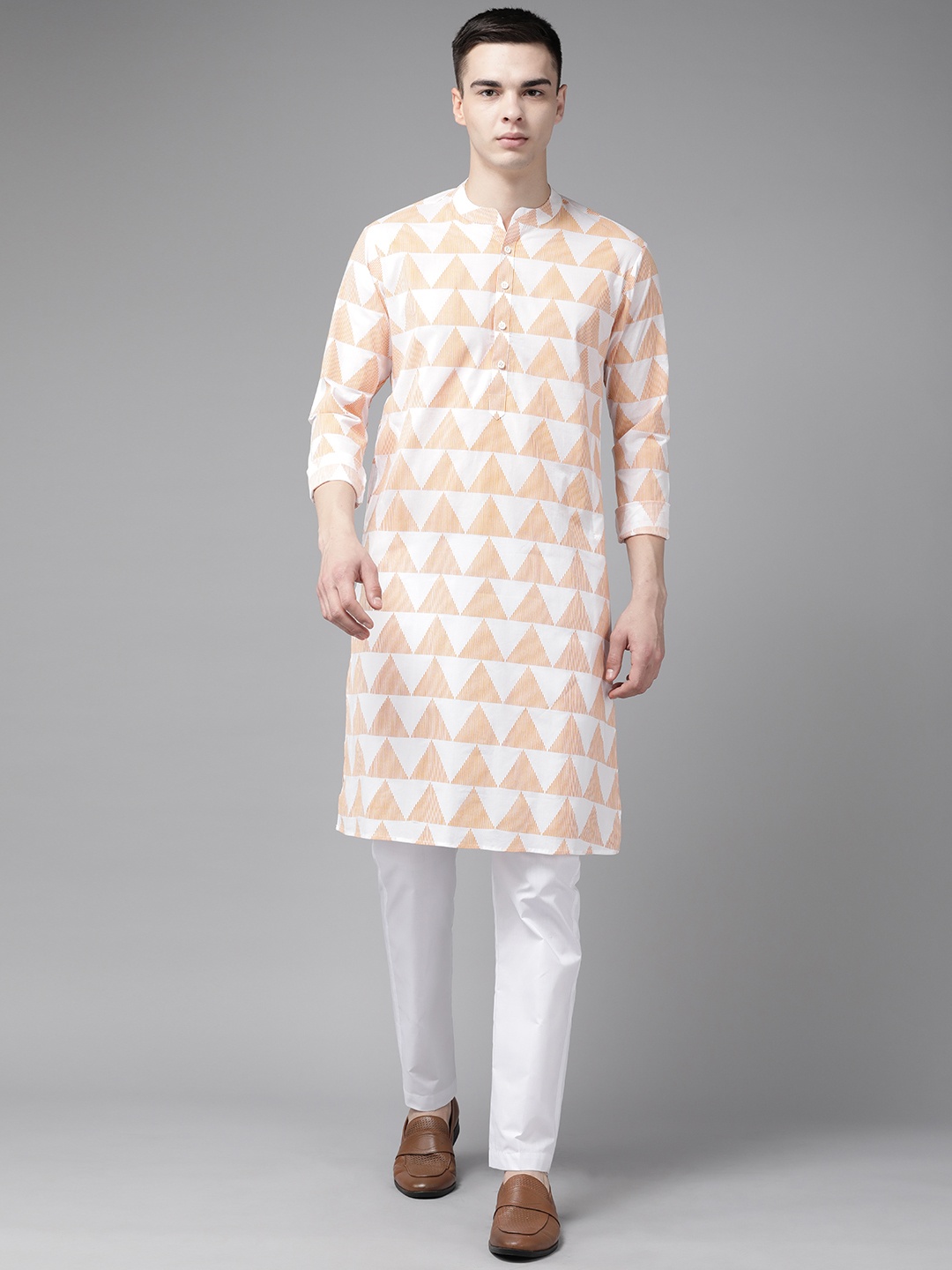 

See Designs Men Printed Pure Cotton Kurta With Pyjamas, White