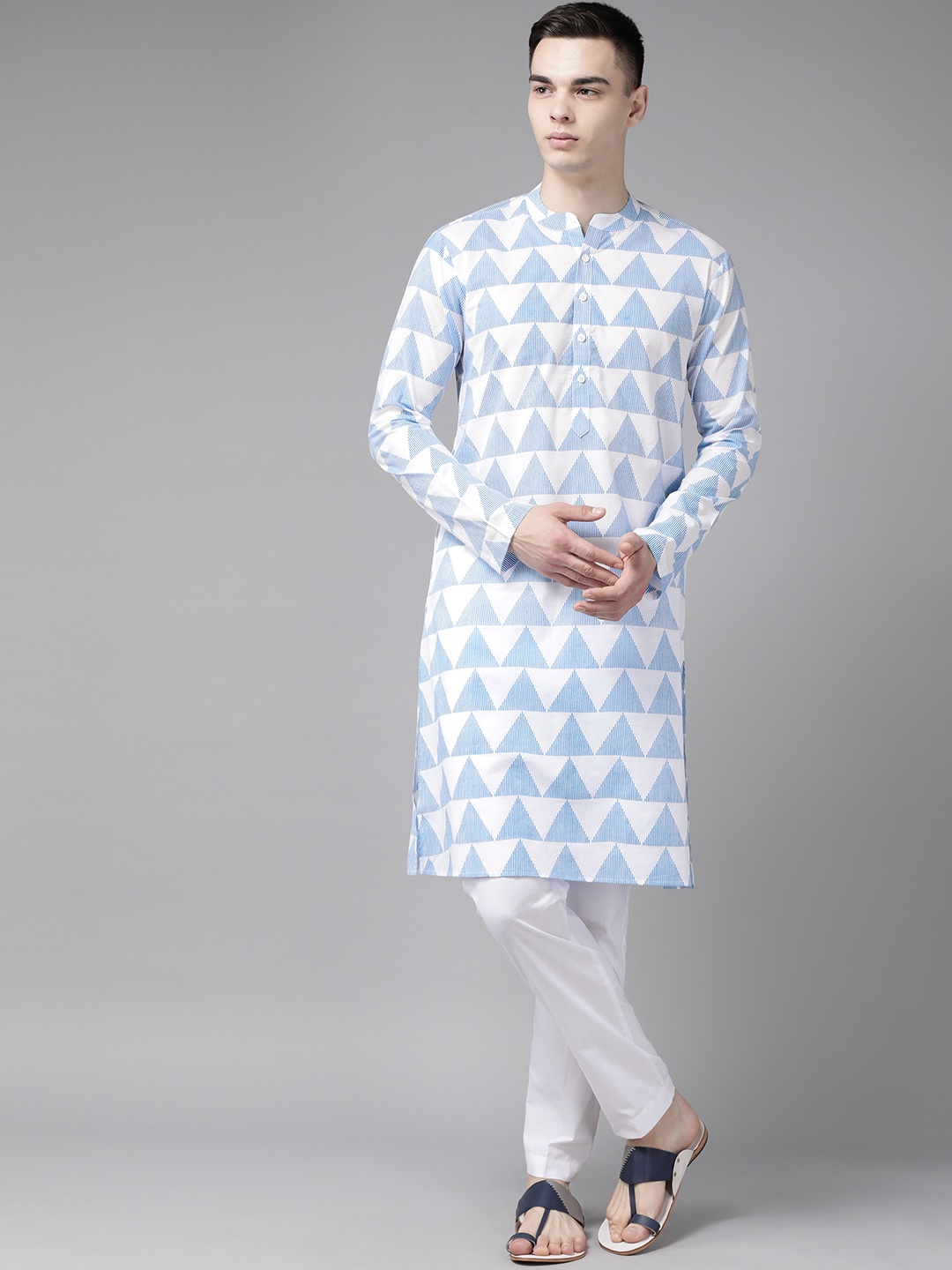 

See Designs Men Printed Pure Cotton Kurta With Pyjamas, White