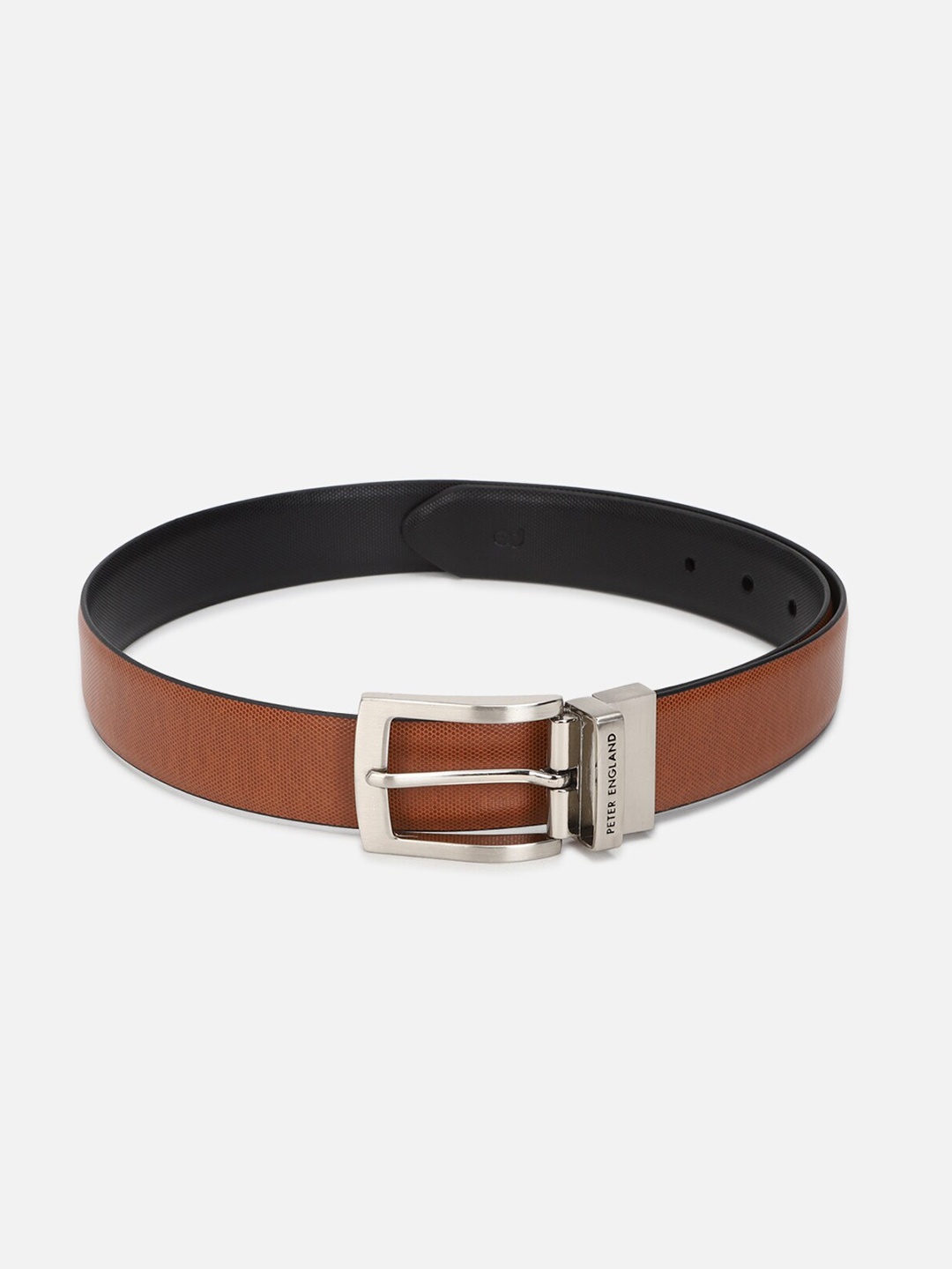 

Peter England Men Textured Leather Formal Belt, Black