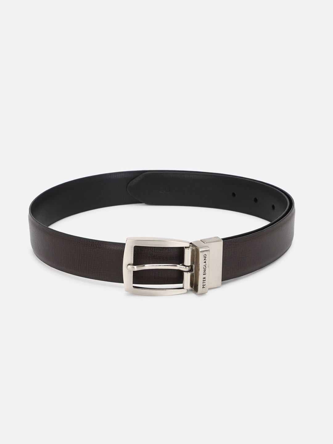 

Peter England Men Textured Leather Formal Belt, Black