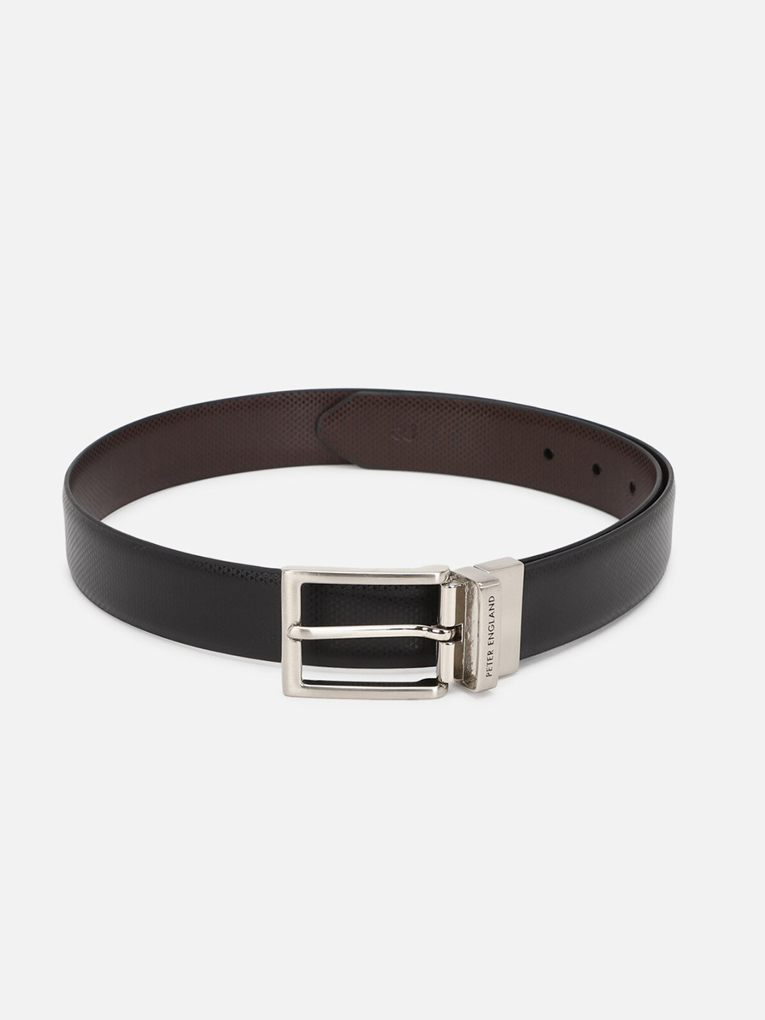 

Peter England Men Textured Leather Formal Belt, Black
