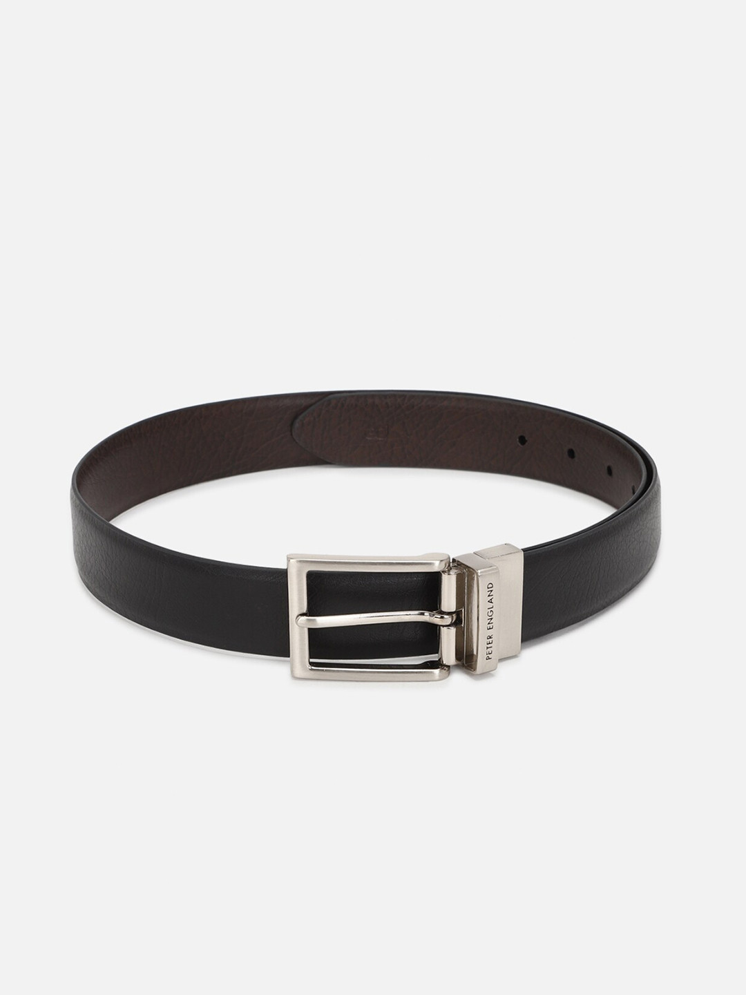 

Peter England Men Textured Leather Belt, Black