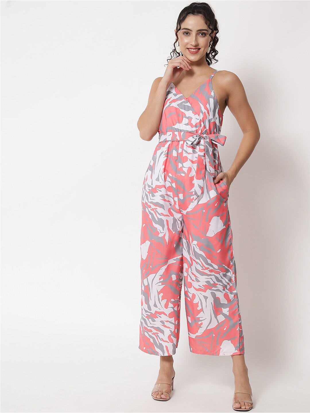 

Kannan Printed Shoulder Straps Basic Jumpsuit, Pink