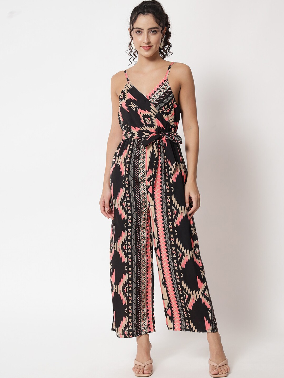 

Kannan Printed Shoulder Straps Basic Jumpsuit, Black