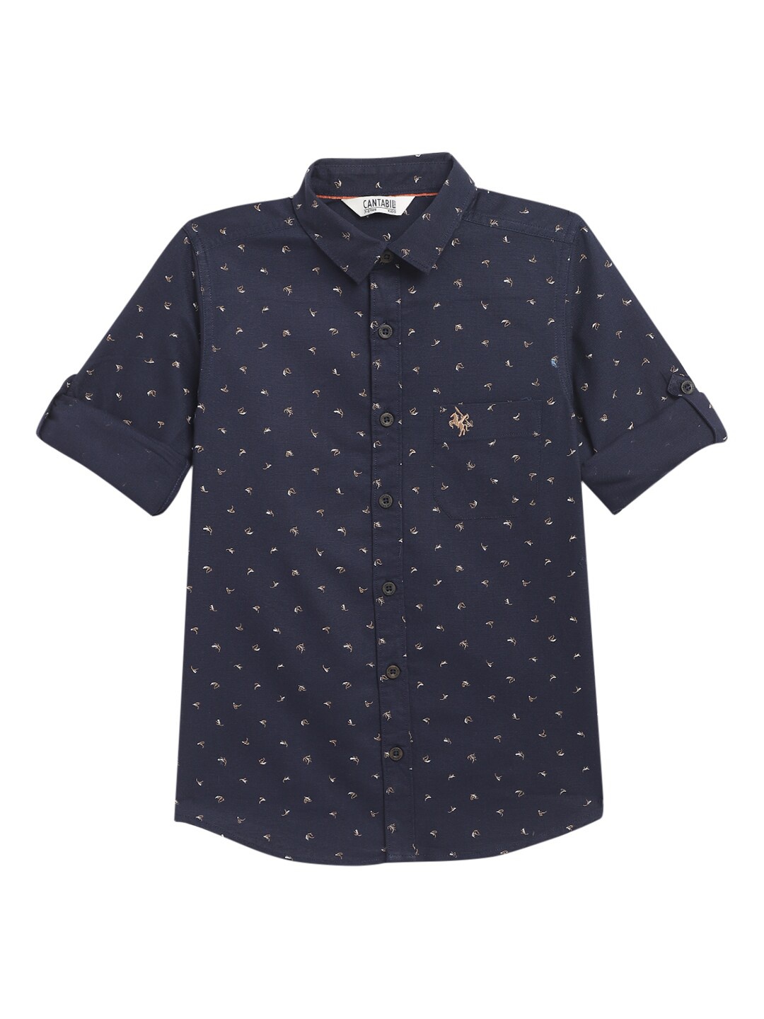 

Cantabil Boys Cotton Printed Casual Shirt, Navy blue