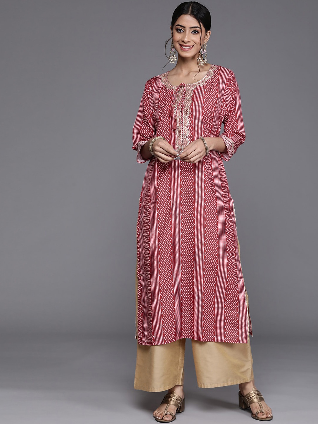 

Varanga Women Bandhani Printed Kurta, Red