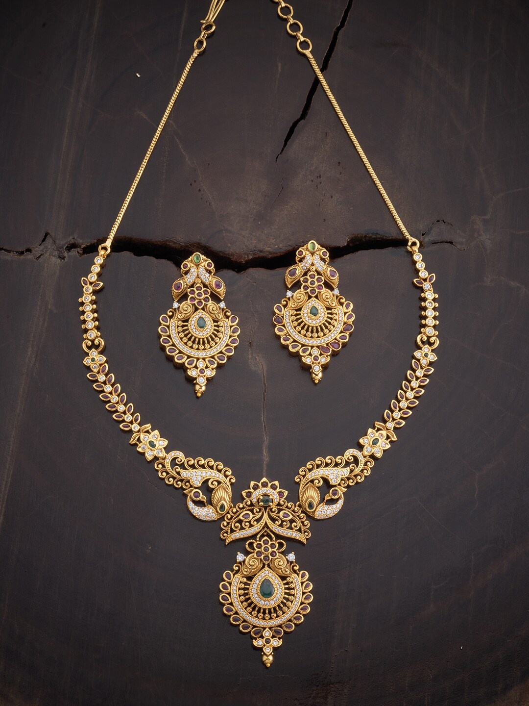 

Kushal's Fashion Jewellery Gold-Plated Stone-Studded Jewellery Set