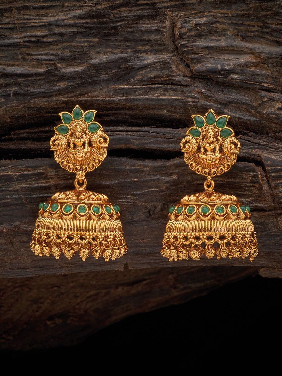 

Kushal's Fashion Jewellery Gold Plated Antique Contemporary Jhumkas Earrings