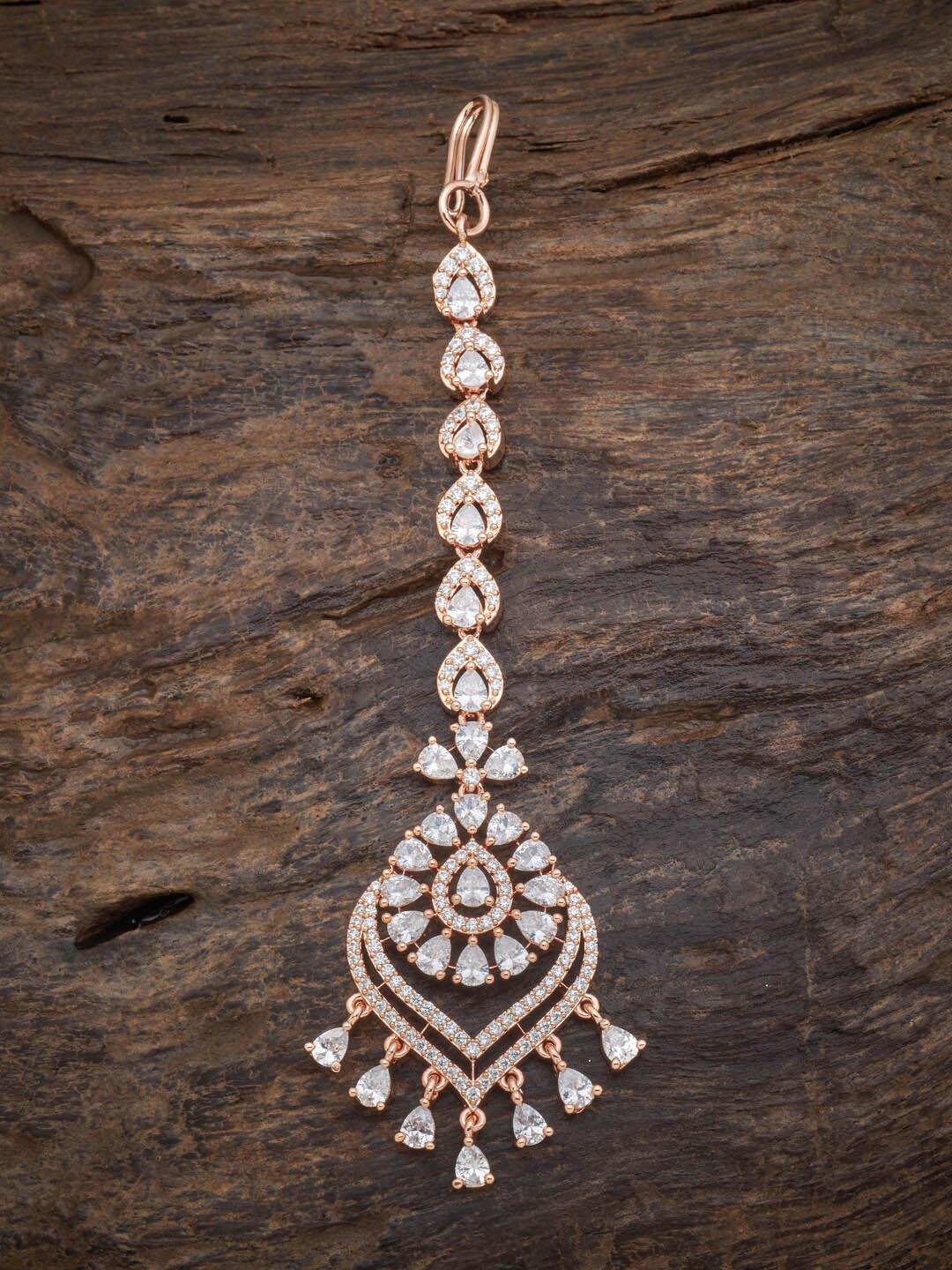 

Kushal's Fashion Jewellery Rose gold-Plated CZ-Studded Head Jewellery, White