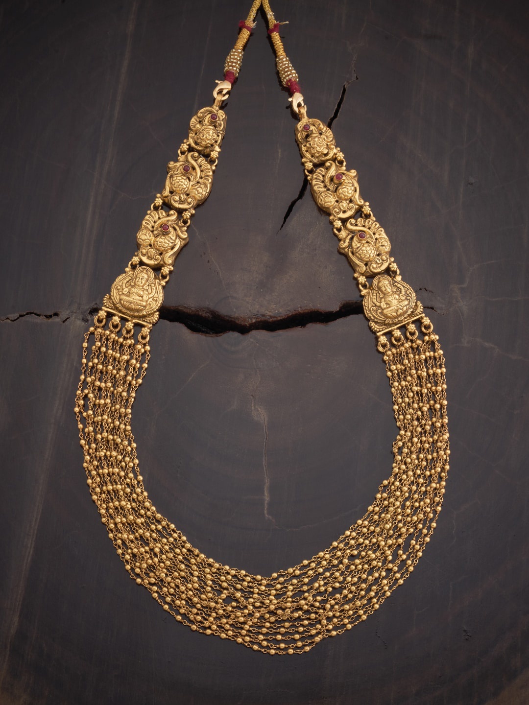 

Kushal's Fashion Jewellery 92.5 Pure Silver Gold-Plated Temple Necklace