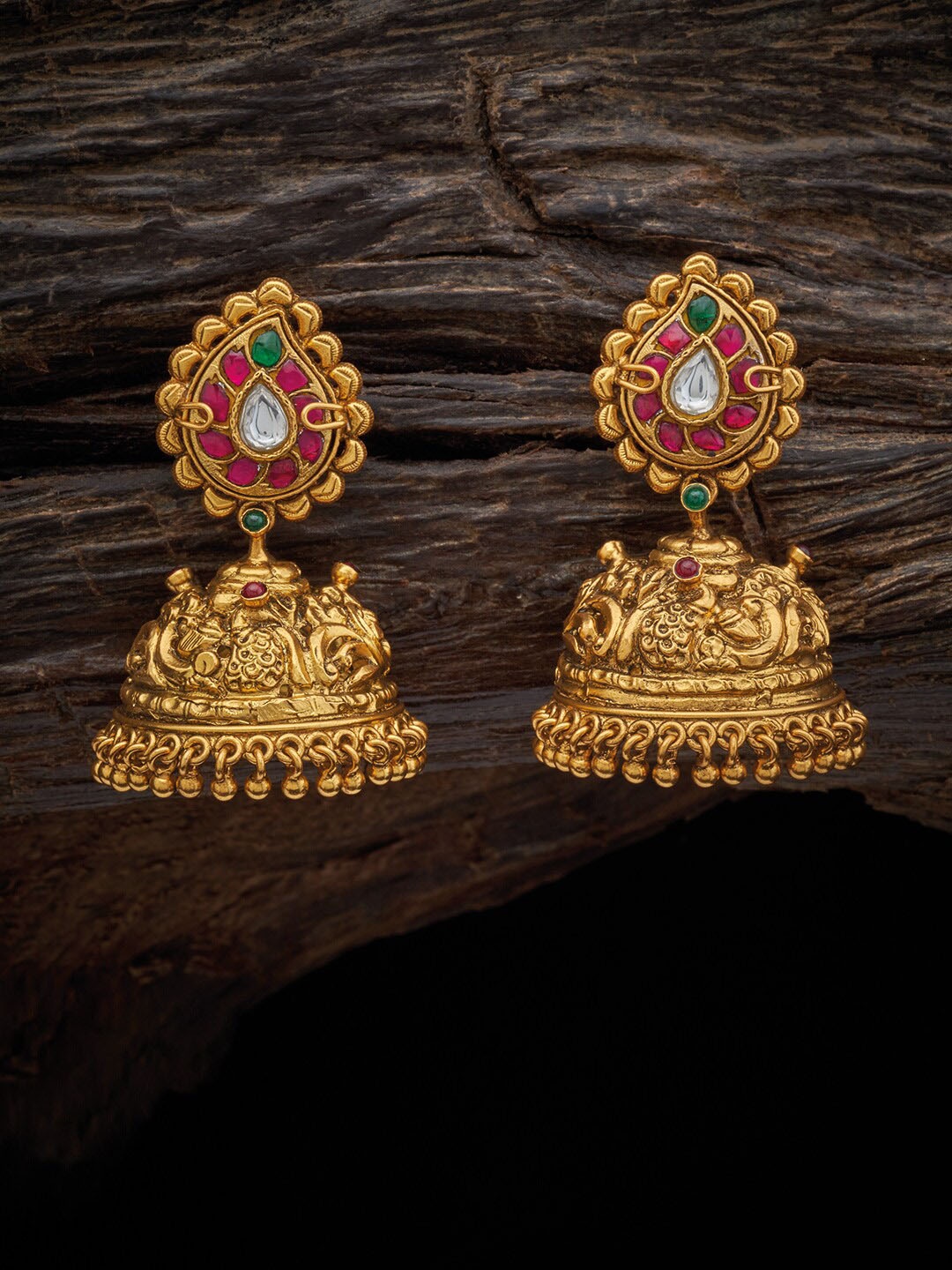 

Kushal's Fashion Jewellery Contemporary Jhumkas Earrings, Red