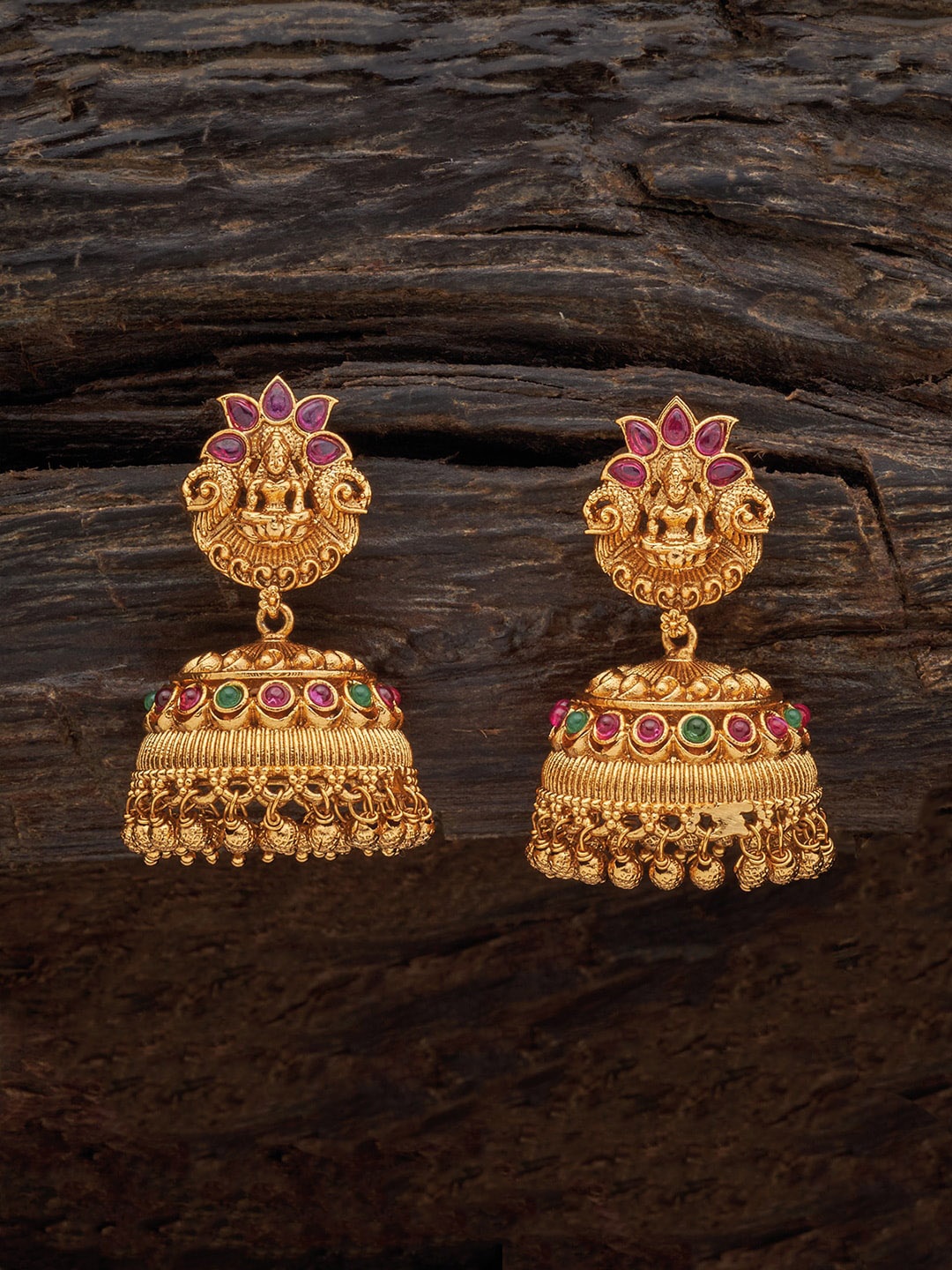 

Kushal's Fashion Jewellery Contemporary Jhumkas Earrings, Red