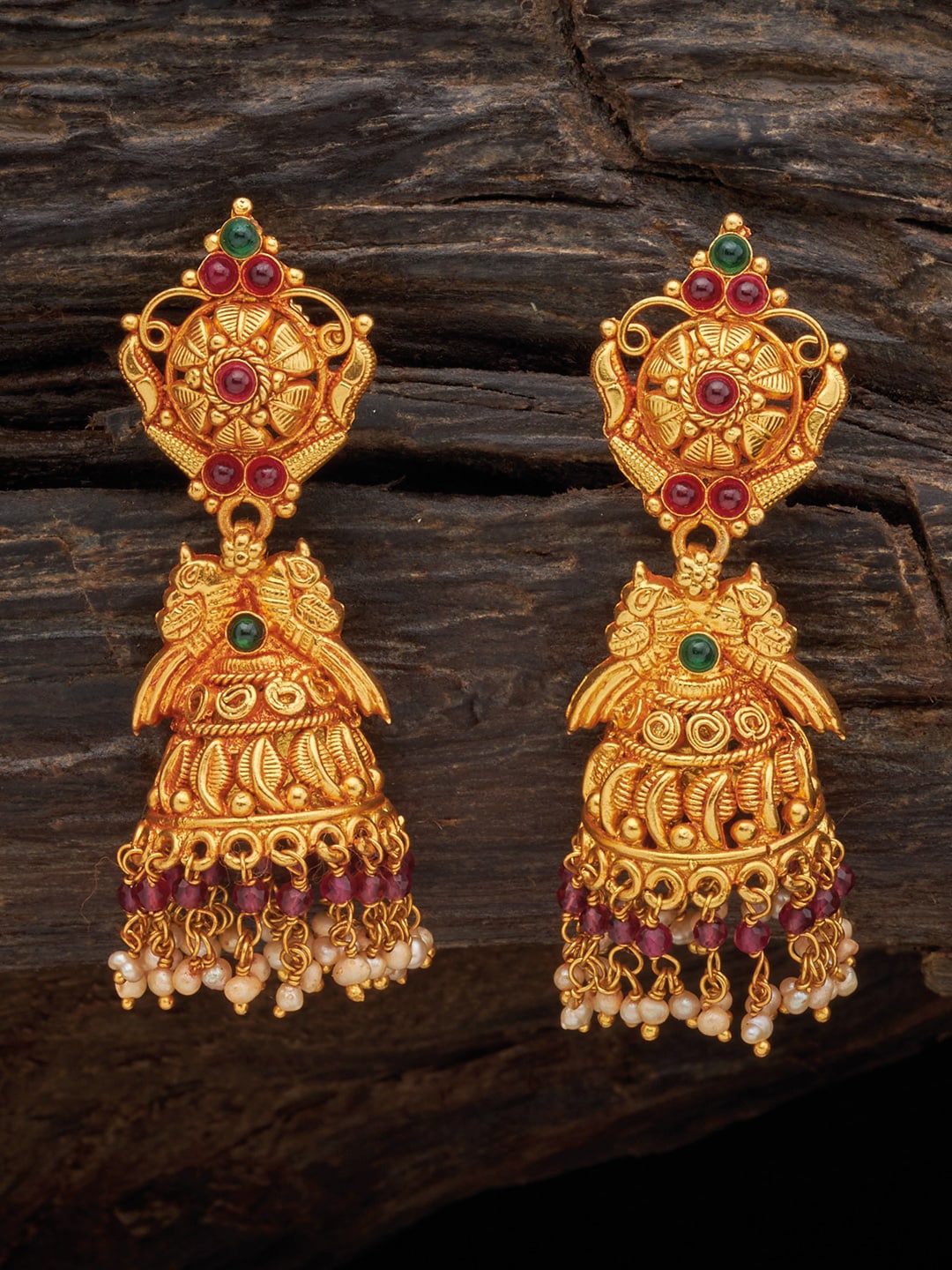 

Kushal's Fashion Jewellery Contemporary Jhumkas Earrings, Red