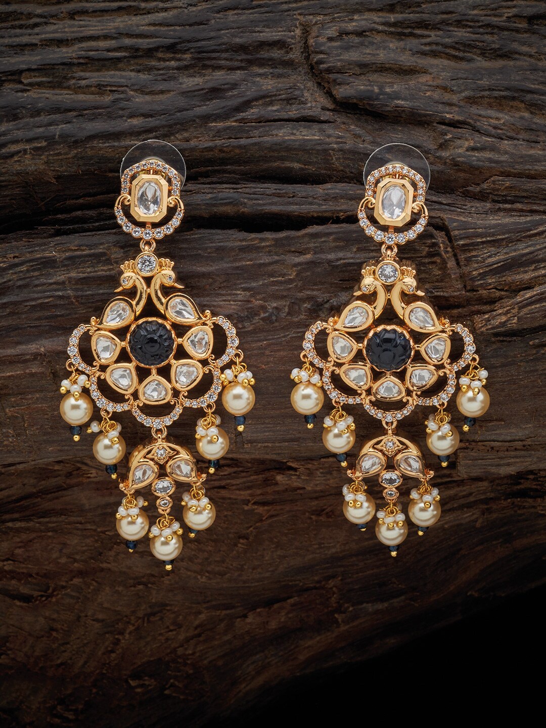 

Kushal's Fashion Jewellery Gold Plated Floral Drop Earrings, Blue