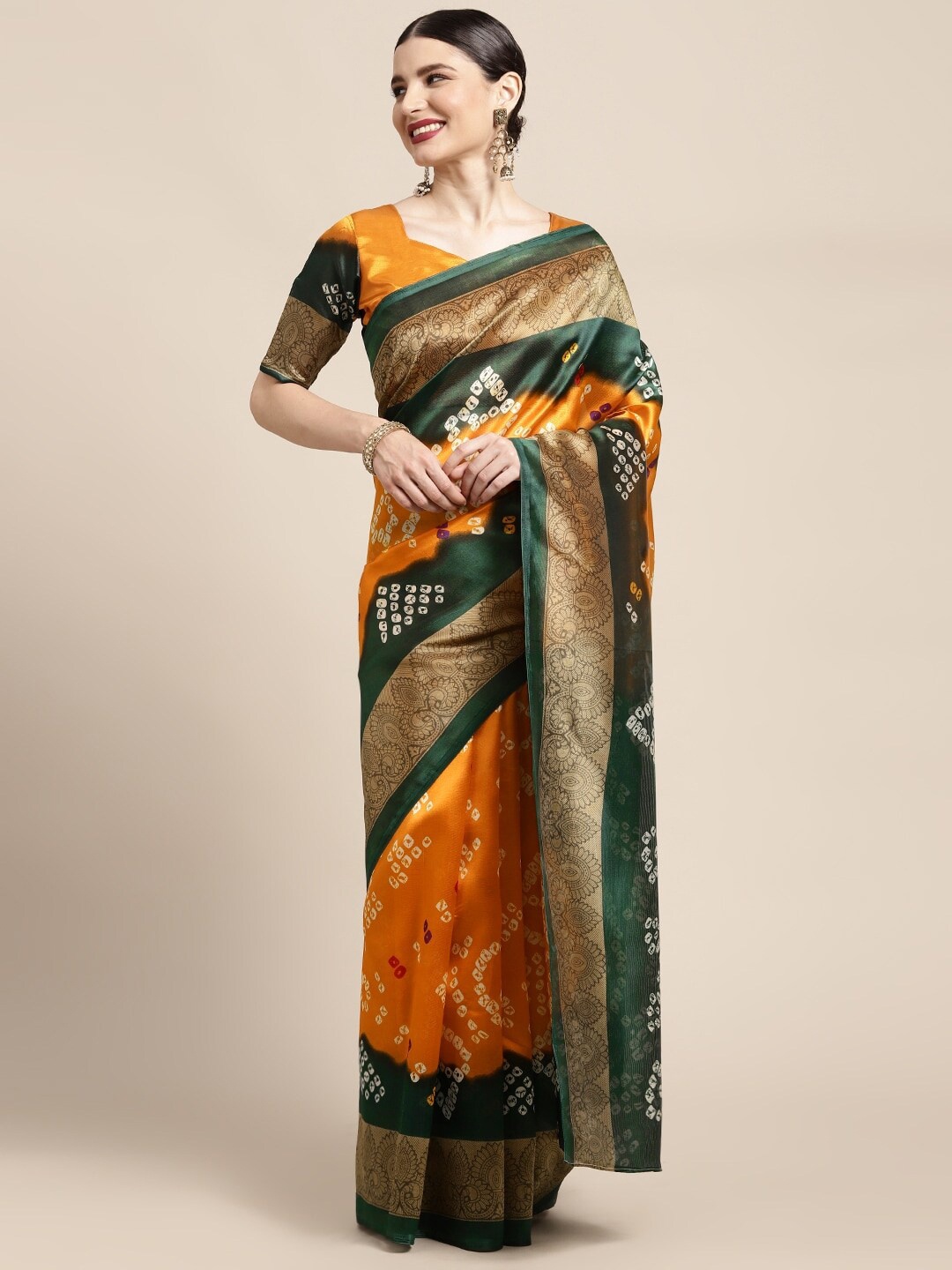 

Anouk Bandhani Art Silk Bandhani Saree, Mustard