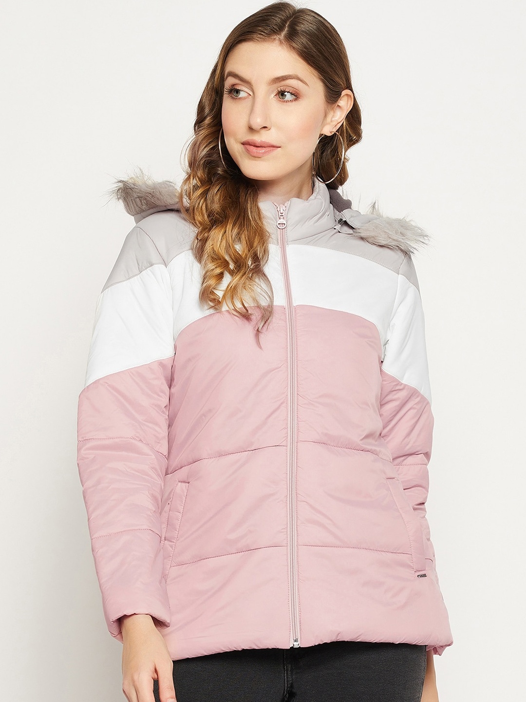 

Duke Women Colourblocked Padded Jacket, Pink