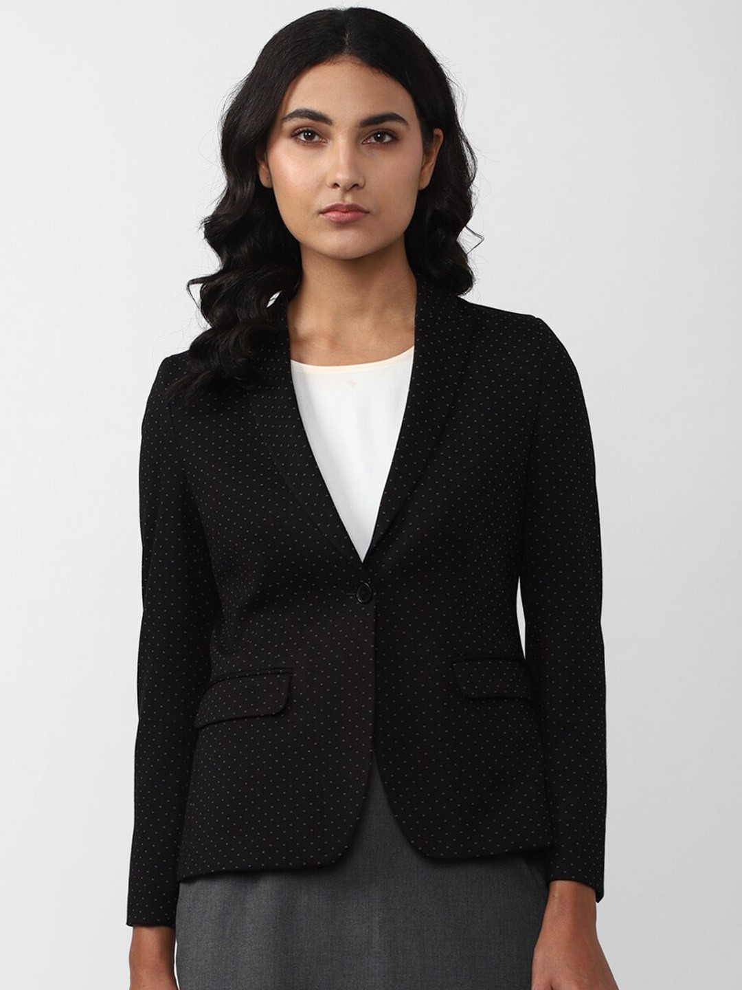 

Van Heusen Woman Women Printed Single-Breasted Blazer, Black