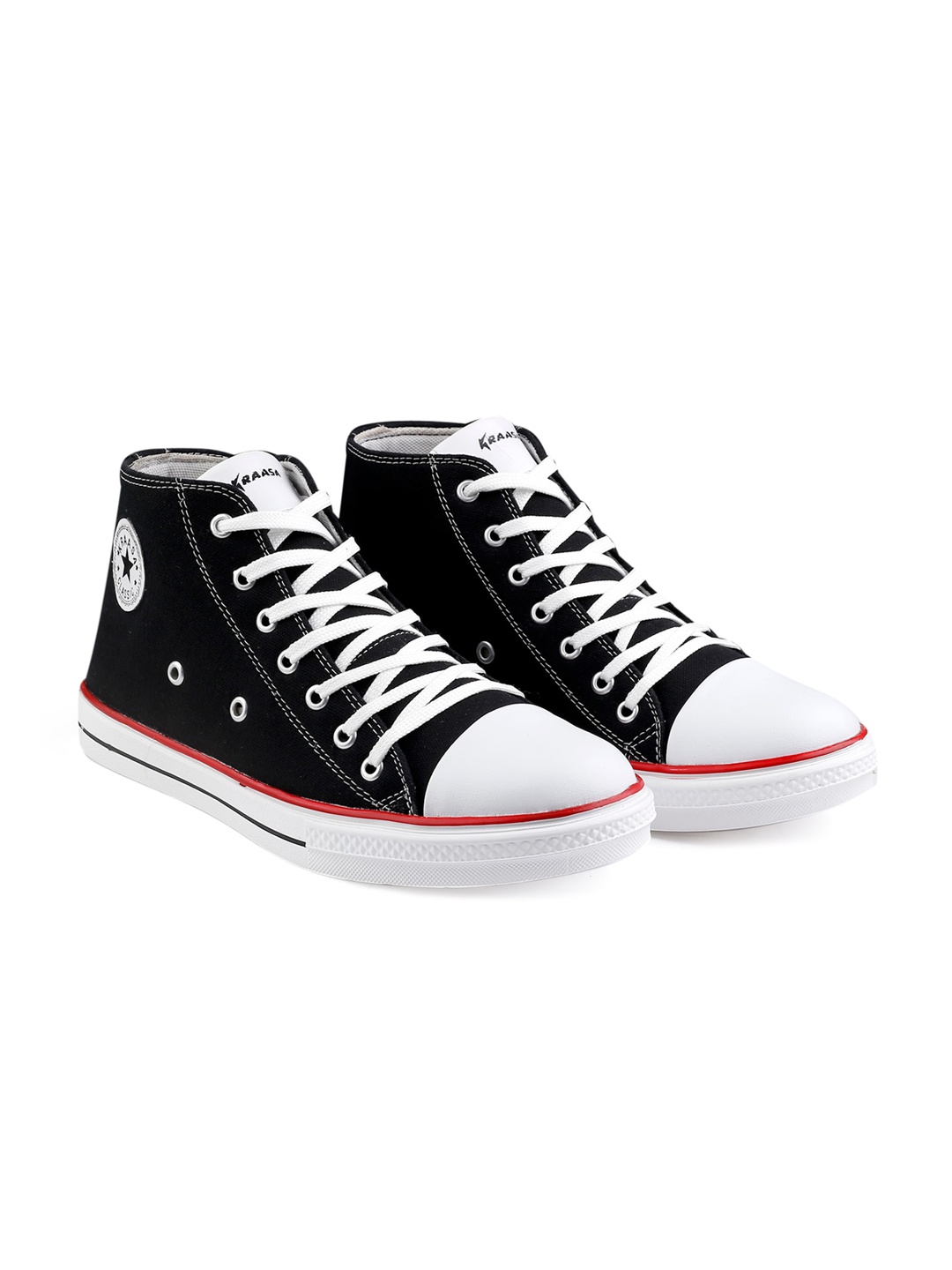 

KRAASA Men Colourblocked High-Top Sneakers, Black